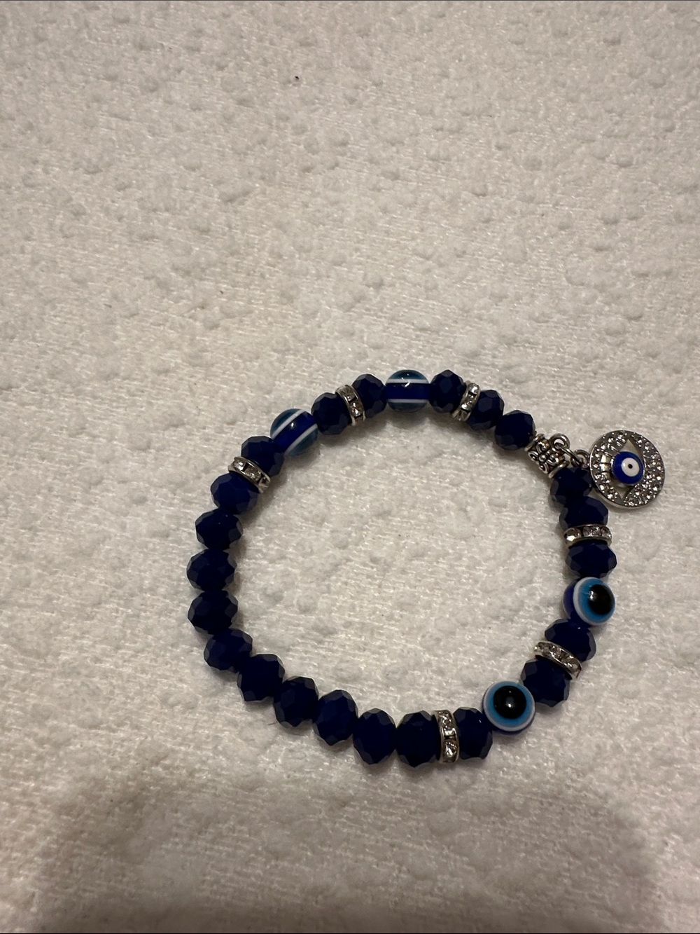 Evil Eye Beaded Charm Bracelet - Blue - Picture 4 of 4